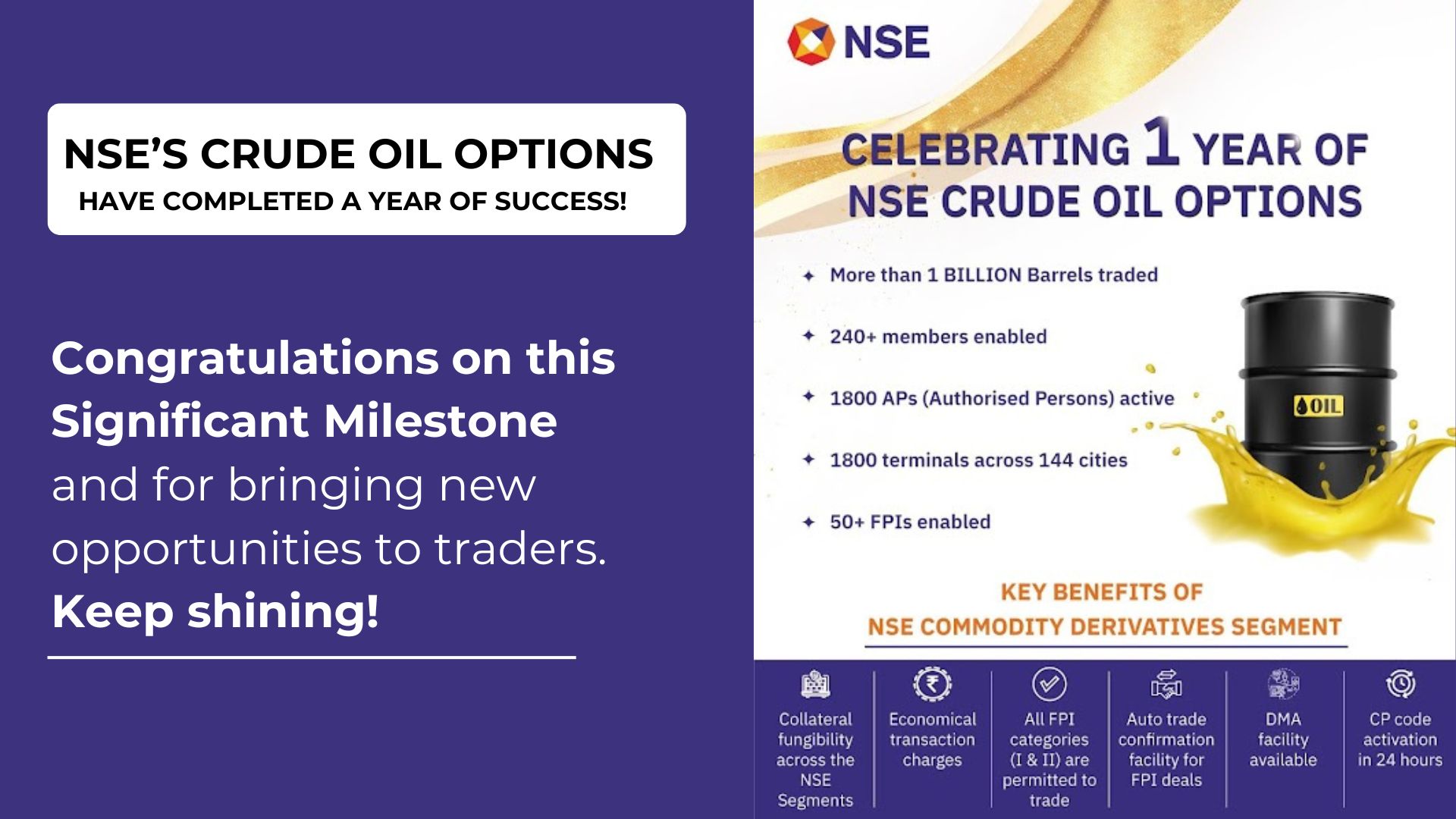 NSE Crude OIL One Year Celebration