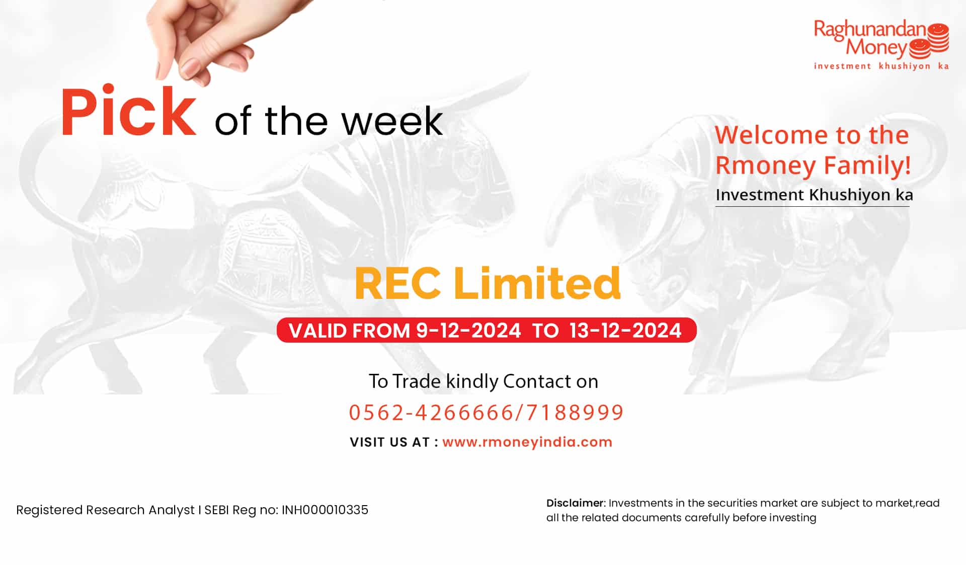 Our Pick of the Week is REC Ltd... You can just follow for more information..... Open your Free Demat Account in just 5 minutes. : https://bit.ly/45xNy0a Disc.: http://bit.ly/discla