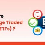 The image features a financial education graphic from "Raghunandan Money" with the title: "What are Exchange Traded Funds (ETFs)?" The design includes an ETF logo with bold blue letters and supporting icons symbolizing growth (a rising graph), cost savings (a dollar sign), and liquidity (arrows forming a circular motion). The background has a gradient of light peach to orange, giving it a professional and engaging look.