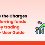 "Banner image with Raghunandan Money (RMoney) logo and text: 'What are the Charges for transferring funds in RMoney trading account - User Guide.' Features an upward-trending green arrow with coins symbolizing financial growth."