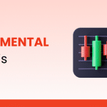 Graphic representation of fundamental analysis featuring a rising bar chart with an upward green arrow, symbolizing financial growth, set against a checkered background with bold 'Fundamental Analysis' text