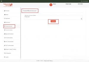 Screenshot of Raghunandan Money's e-KYC portal showing the 'Freeze/Block Account' section. On the left-hand side is a vertical navigation menu with options like Personal, Banks, Segments, Nominees, Freeze Account (highlighted), Account Closure, Algo Authorization, API Authorization, IFSC Authorization, DDPI Authorization, Margin Trading Funding, All Requests, and Logout. In the main panel, under 'Freeze/Block Account' heading, there's a text field labeled 'Describe your issue in details' with the input 'Freeze test', and a red 'Continue' button below it. User details like Name, Client Code, and CKYC No. appear in the header.