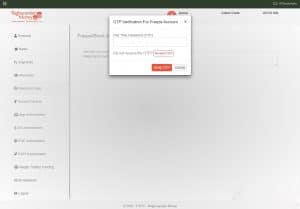 A screenshot of the OTP verification popup for freezing an account on the Raghunandan Money platform. The popup titled "OTP Verification For Freeze Account" includes an input field labeled "One Time Password (OTP)" with placeholder dashes. Below it is a link labeled "Re-Send OTP" for users who did not receive the code. At the bottom are two buttons: an orange "Verify OTP" button and a grey "Cancel" button. The background interface includes a sidebar with options like Personal, Banks, Segments, Freeze Account, Account Closure, and more. The footer shows © 2025 - E-KYC - Raghunandan Money